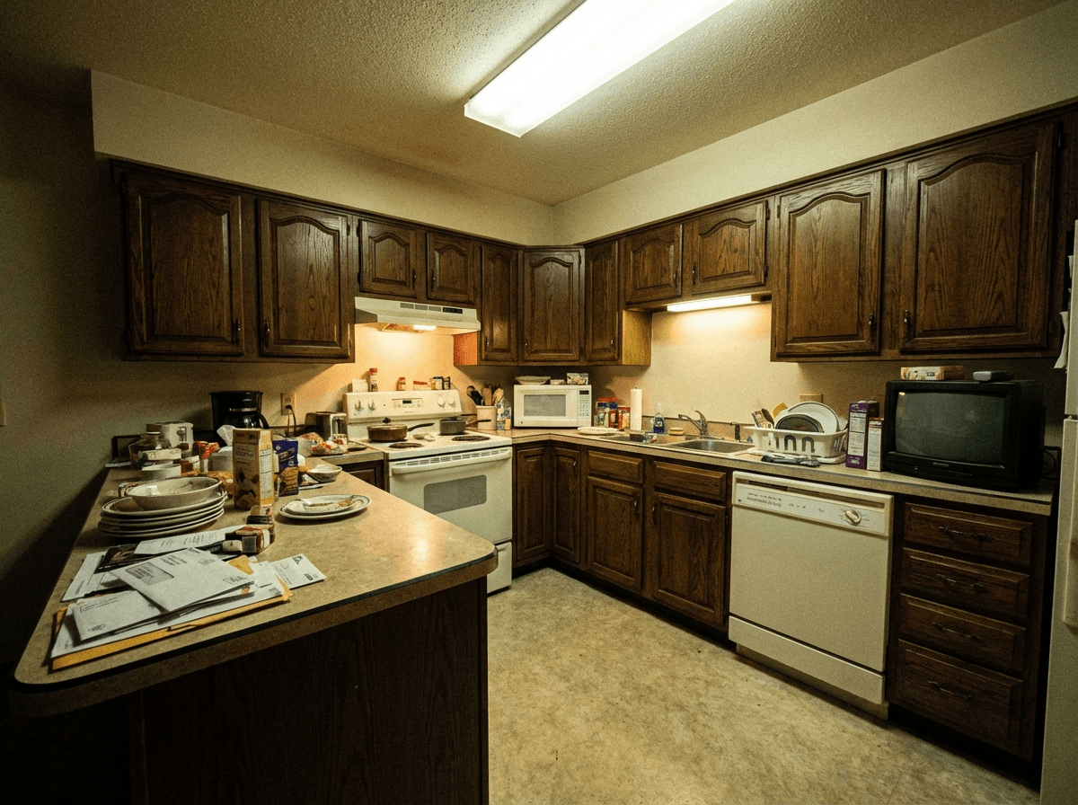 Overgrown oak threatening house before removal